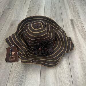 New Peter Grimm True Character Packable Hat Brown Flower Womens one size